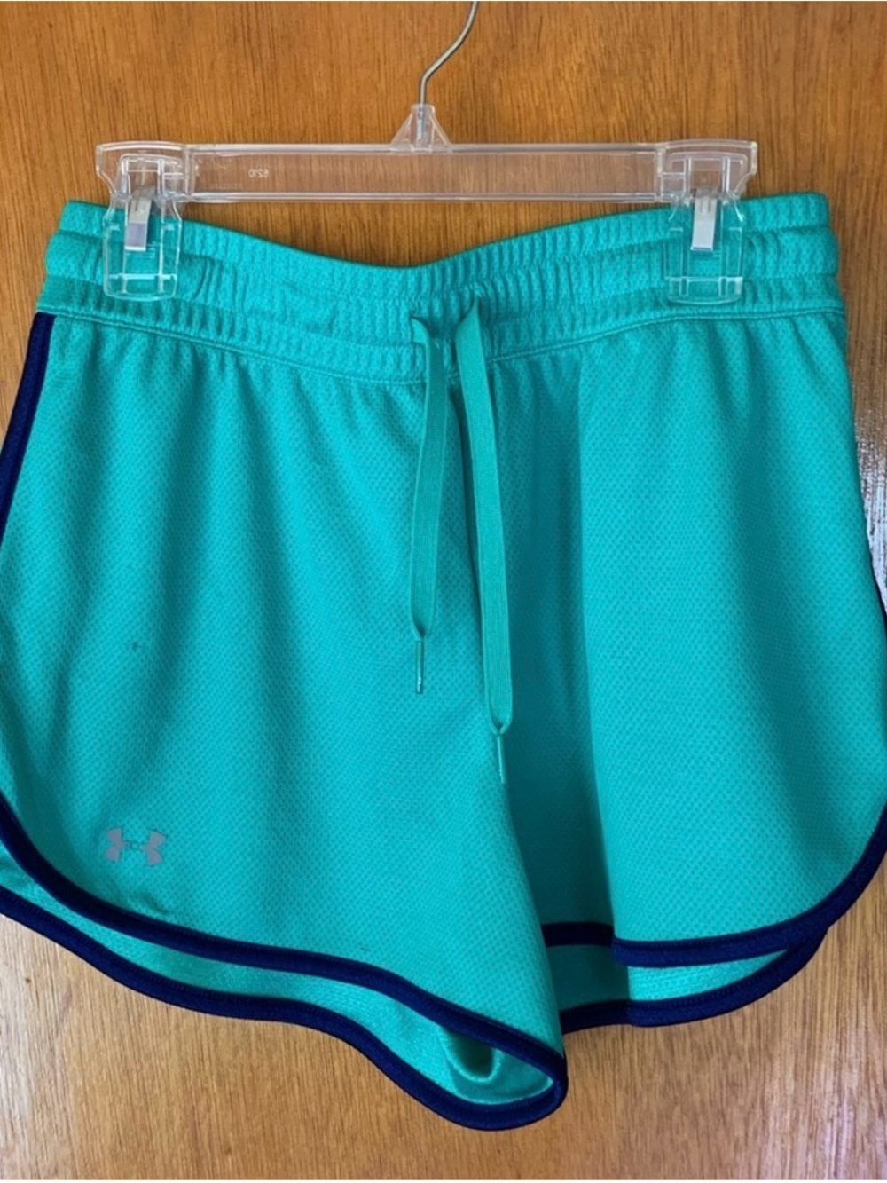 Under Armour Women's Teal Athletic Shorts with Navy Trim